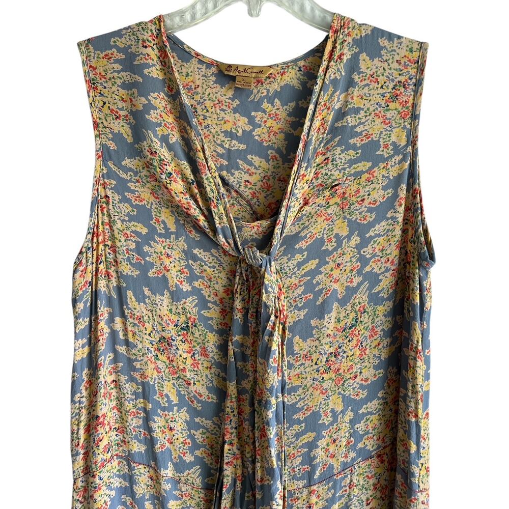 Vintage‎ April Cornell Women’s Size XL Front Tie Gatsby Midi Floral Print Dress - Picture 2 of 7